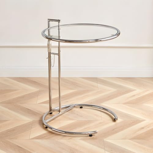 ZDFTGKM Runder C-Tisch aus Glas mit verstellbarer Höhe und Edelstahl-Basis in silberner Hebebühne transparent Kaffee-Sofa-Seite Metall klar 50,8 cm L x B 67,3 cm H-36 H ZDFTGKM Runder C-Tisch aus Glas mit verstellbarer Höhe und Edelstahl-Basis in silberner Hebebühne transparent Kaffee-Sofa-Seite Metall klar 50,8 cm L x B 67,3 cm H-36 H von ZDFTGKM