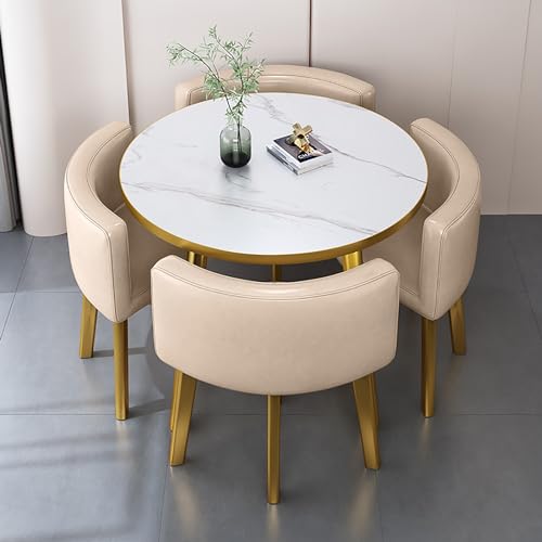 ZDFTGKM Runder Esstisch Set für 4 mit Stühlen, Marmor und Büro Empfang Schreibtischstuhl Set, geeignet Lounge, Wohnzimmer ZDFTGKM Runder Esstisch Set für 4 mit Stühlen, Marmor und Büro Empfang Schreibtischstuhl Set, geeignet Lounge, Wohnzimmer von ZDFTGKM