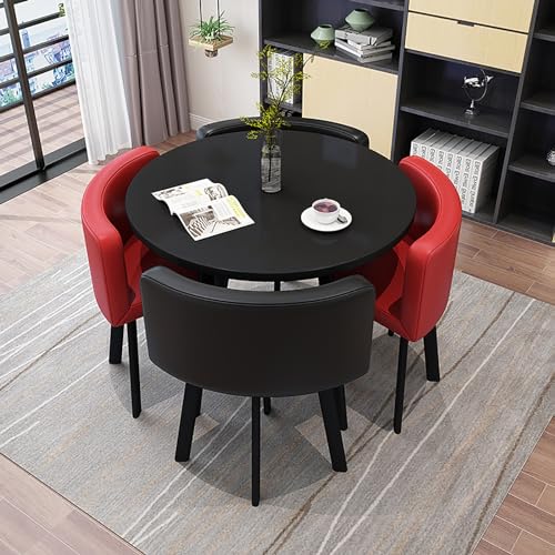 ZDFTGKM Runder Esstisch Set für 4 mit Stühlen, Marmor und Büro-Empfangs-Schreibtischstuhl-Set, moderner Stil, leicht zu reinigen ZDFTGKM Runder Esstisch Set für 4 mit Stühlen, Marmor und Büro-Empfangs-Schreibtischstuhl-Set, moderner Stil, leicht zu reinigen von ZDFTGKM