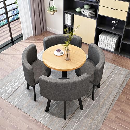 ZDFTGKM Runder Esstisch Set für 4 mit Stühlen, Marmor und Büro-Empfangs-Schreibtischstuhl-Set, moderner Stil, leicht zu reinigen ZDFTGKM Runder Esstisch Set für 4 mit Stühlen, Marmor und Büro-Empfangs-Schreibtischstuhl-Set, moderner Stil, leicht zu reinigen von ZDFTGKM