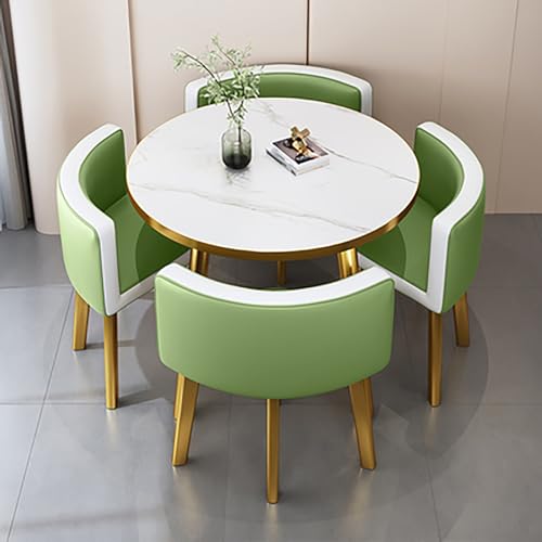 ZDFTGKM Runder Esstisch für 4 Personen mit Marmorstühlen und vier Büro-Rezeption Bürostuhl Set geeignet Lounge, Wohnzimmer (C ZDFTGKM Runder Esstisch für 4 Personen mit Marmorstühlen und vier Büro-Rezeption Bürostuhl Set geeignet Lounge, Wohnzimmer (C von ZDFTGKM