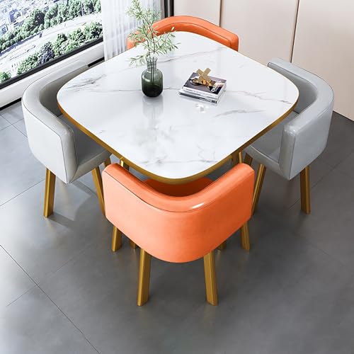 ZDFTGKM Runder Esstisch für 4 Personen mit Stühlen, Marmor und vier Büro-Rezeptionsstühlen, geeignet Wohnzimmer, C ZDFTGKM Runder Esstisch für 4 Personen mit Stühlen, Marmor und vier Büro-Rezeptionsstühlen, geeignet Wohnzimmer, C von ZDFTGKM