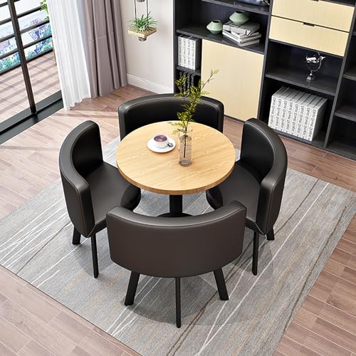 ZDFTGKM Runder Esstisch für 4 mit Stühlen, Marmor und Büro-Empfangs-Schreibtischstuhl-Set, moderner Stil, leicht zu reinigen von ZDFTGKM