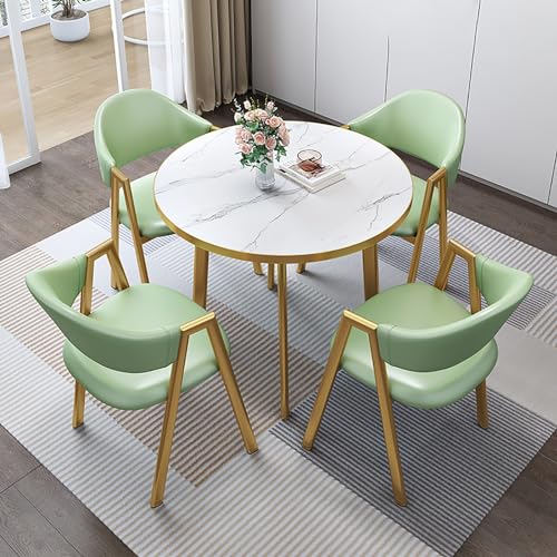 ZDFTGKM Runder Freizeittisch und Stuhl Set 4, Kaffeekombination Balkon Wohnzimmer Esstisch, Büro-Rezeption Verhandlung (Color : Light Green) von ZDFTGKM