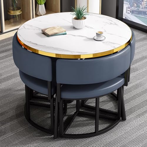 ZDFTGKM Rundes Esstisch-Set, kleines Büro, Empfangsraum, Club und Stuhl, einfache Kaffeekonferenz für 4 Personen, Geschäftsverhandlungen, platzsparend, Pfauenblau ZDFTGKM Rundes Esstisch-Set, kleines Büro, Empfangsraum, Club und Stuhl, einfache Kaffeekonferenz für 4 Personen, Geschäftsverhandlungen, platzsparend, Pfauenblau von ZDFTGKM