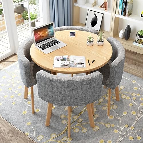 ZDFTGKM Rundes Esstisch-Set mit 4 Stühlen, kleinen Büro-Tischen und Stühlen, modernes Freizeitmöbel für Küche, Lounge, Wohnzimmer (80 cm, D) von ZDFTGKM