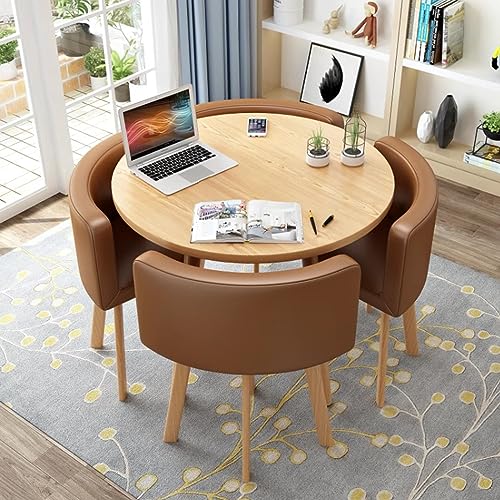 ZDFTGKM Rundes Esstisch-Set mit 4 Stühlen, kleinen Büro-Tischen und Stühlen, modernes Freizeitmöbel für Küche, Lounge, Wohnzimmer (80 cm, L) von ZDFTGKM