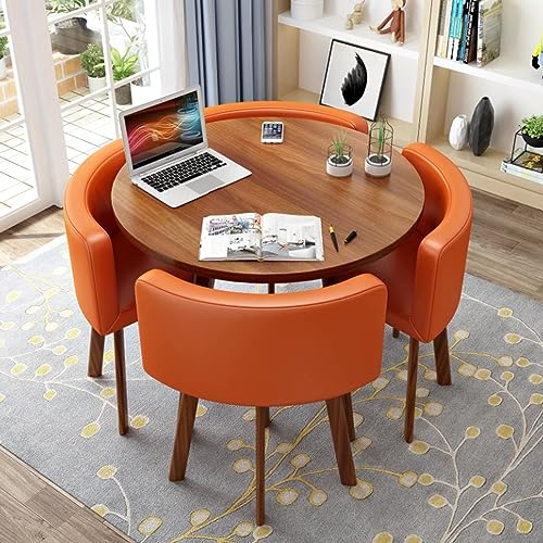 ZDFTGKM Rundes Esstisch-Set mit 4 Stühlen, kleinen Büro-Tischen und Stühlen, modernes Freizeitmöbel für Küche, Lounge, Wohnzimmer (80 cm, O) von ZDFTGKM