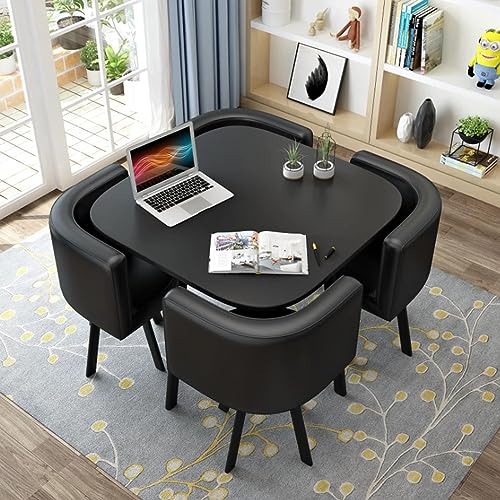 ZDFTGKM Rundes Esstisch-Set mit 4 Stühlen, kleinen Büro-Tischen und Stühlen, modernes Freizeitmöbel für Küche, Lounge, Wohnzimmer (80 cm, Q) von ZDFTGKM