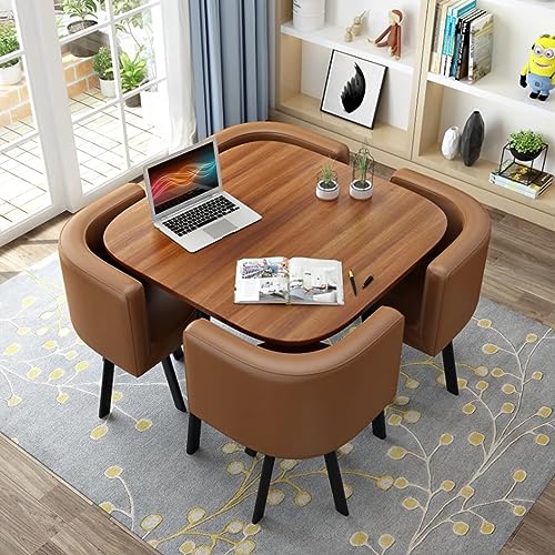 ZDFTGKM Rundes Esstisch-Set mit 4 Stühlen, kleinen Büro-Tischen und Stühlen, modernes Freizeitmöbel für Küche, Lounge, Wohnzimmer (80 cm, R) von ZDFTGKM