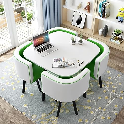 ZDFTGKM Rundes Esstisch-Set mit 4 Stühlen, kleinen Büro-Tischen und Stühlen, modernes Freizeitmöbel für Küche, Lounge, Wohnzimmer (80 cm, S) von ZDFTGKM