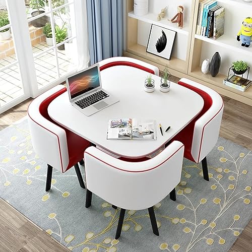 ZDFTGKM Rundes Esstisch-Set mit 4 Stühlen, kleinen Büro-Tischen und Stühlen, modernes Freizeitmöbel für Küche, Lounge, Wohnzimmer (80 cm, T) von ZDFTGKM