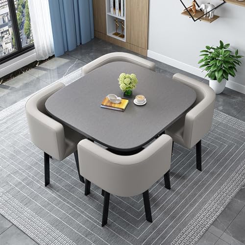 ZDFTGKM Rundes und quadratisches Esstisch-Set mit Stühlen, moderner Konferenztisch und 4 Stühlen, Rezeptionsstuhl-Kombination, Holzküche für Wohnzimmer (80 cm), 5) von ZDFTGKM