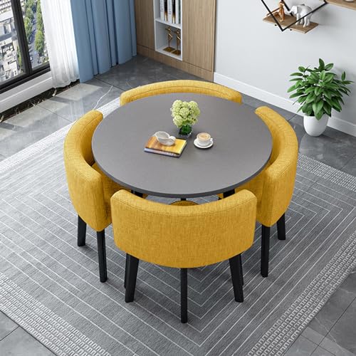 ZDFTGKM Rundes und quadratisches Esstisch-Set mit Stühlen, moderner Konferenztisch und 4 Stühlen, Rezeptionsstuhl-Kombination, Holzküche für Wohnzimmer (80 cm), O von ZDFTGKM