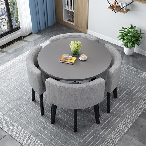 ZDFTGKM Rundes und quadratisches Esstisch-Set mit Stühlen, moderner Konferenztisch und 4 Stühlen, Rezeptionsstuhl-Kombination, Holzküche für Wohnzimmer (80 cm, L) von ZDFTGKM