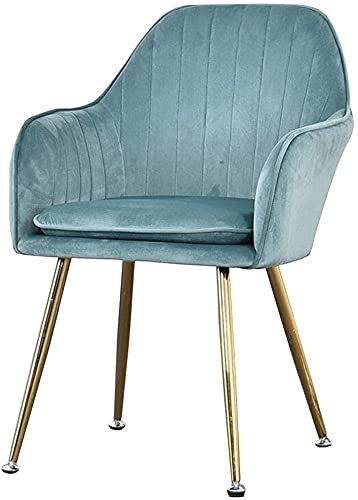ZDFTGKM Samt-Esszimmerstuhl, Wohnzimmersessel mit Metallbeinen, Sitz und Rückenlehnen, Freizeitsofa (Farbe: Blau 1, Größe goldene Beine) von ZDFTGKM