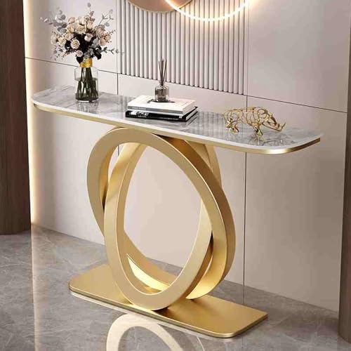 ZDFTGKM Schmaler langer Eingangstisch für Wohnzimmer, moderne Konsole mit geometrischen Metallbeinen, Sofatisch (Grau B, 100 cm) von ZDFTGKM