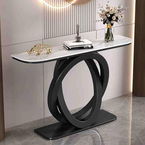 ZDFTGKM Schmaler langer Eingangstisch für Wohnzimmer, moderne Konsole mit geometrischen Metallbeinen, Sofatisch (Weiß A, 100 cm) von ZDFTGKM