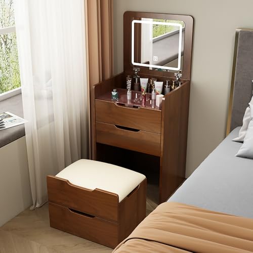ZDFTGKM Schminktisch mit aufklappbarem Spiegel, 4 Schubladen, Kommode Lichter, kleines Set mit 3 Schubladen, integrierter Schminktisch, Multifunktionstisch und für Schlafzimmer von ZDFTGKM