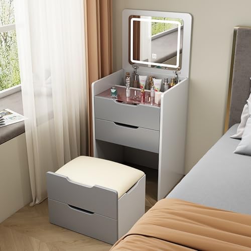 ZDFTGKM Schminktisch mit aufklappbarem Spiegel, 4 Schubladen, Kommode Lichter, kleines Set mit 3 Schubladen, integrierter Schminktisch, Multifunktionstisch und für Schlafzimmer von ZDFTGKM