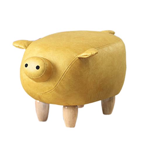 ZDFTGKM Schwein Fußhocker Tier - Niedriger Hocker mit Holzbeinen, Kunstleder Sofa Hocker für Schlafzimmer und Wohnzimmer Niedliches Design von ZDFTGKM
