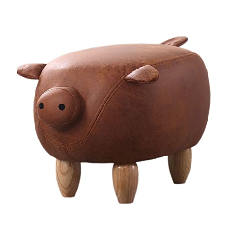 ZDFTGKM Schwein Fußhocker Tier - Niedriger Hocker mit Holzbeinen, Kunstleder Sofa Hocker für Schlafzimmer und Wohnzimmer Niedliches Design von ZDFTGKM