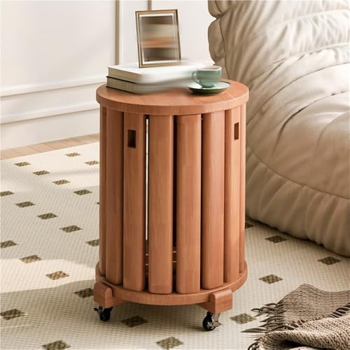 ZDFTGKM Stapelbare Massivholzhocker mit Rollen, multifunktionaler Beistelltisch, Esszimmerhocker, 4er-Set für Wohnzimmer, Schlafzimmer, Küche und Balkon (Gelb) von ZDFTGKM
