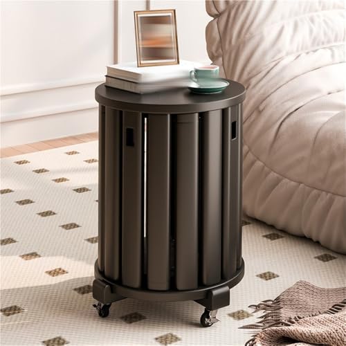 ZDFTGKM Stapelbare Massivholzhocker mit Rollen, multifunktionaler Beistelltisch, Esszimmerhocker 4er Set für Wohnzimmer, Schlafzimmer, Küche und Balkon (Schwarz) von ZDFTGKM