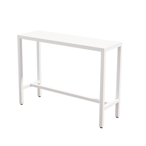 ZDFTGKM Stehtisch aus Massivholz, für industrielle Kneipen, Esszimmer, rechteckig, hohe Oberseite, Küchentische, für Esszimmer, kleine Räume, im Freien (weiß, 120 x 105 cm) von ZDFTGKM