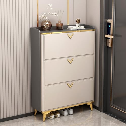 ZDFTGKM Ultradünnes Schuhregal, Regal mit 3 Klapptüren, staubdichte Abdeckung, Ständer, hält 19–30 Paar Schuhe, für Schlafzimmer, Schlafsaal, Wohnen (Größe: 70 x 24 x 120 cm) von ZDFTGKM