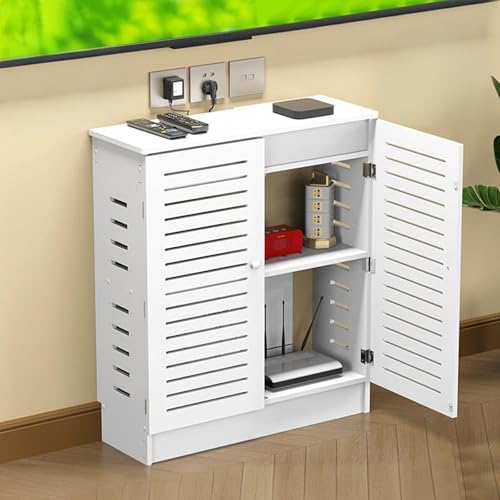 ZDFTGKM Versteckter Aufbewahrungsschrank für WLAN-Router, bodenstehendes Modem, hohle Belüftung, für Zuhause und Büro (80 x 70 x 30 cm) von ZDFTGKM