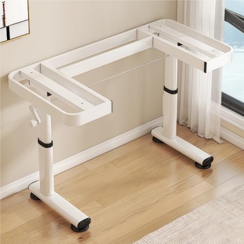ZDFTGKM Verstellbarer Stehtischrahmen mit Handkurbel, höhenverstellbarer Tischfuß für Heimbüro, Arbeitsplatz (weiß, 119,1 cm L x 59,1 cm B) von ZDFTGKM