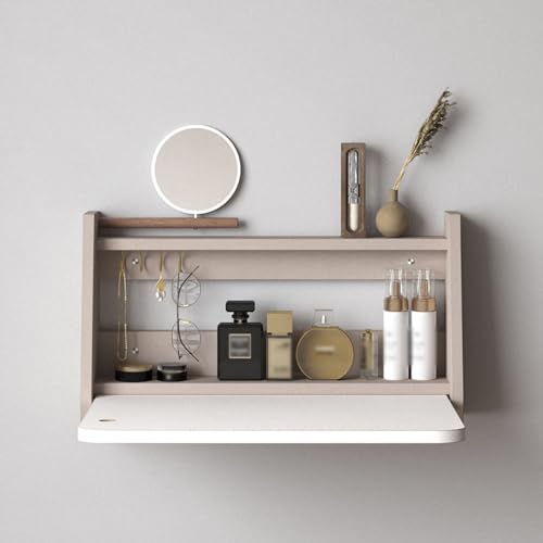 ZDFTGKM Wandmontierter Schreibtisch, Klapptisch, Wäscheklapptisch, Holzklapptisch, stabiler stabiler Tisch, schwimmend für kleinen Raum (Größe: 60 x 32 x 12,5 cm, Farbstil von ZDFTGKM