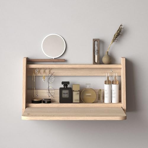 ZDFTGKM Wandmontierter Schreibtisch, Klapptisch, Wäscheklapptisch, Holzklapptisch, stabiler stabiler Tisch, schwimmend für kleinen Raum (Größe: 60 x 32 x 12,5 cm, Farbstil von ZDFTGKM