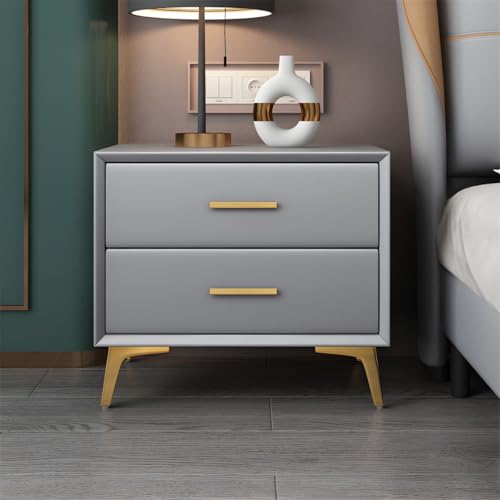 ZDFTGKM Zeitgenössische Nachttisch Kunstleder Bett Nachttisch mit 2 Schubladen Tisch Lagerung Schlafzimmer Massivholz Klein Hellblau 1 Stück 20" L x 16" B 19" H von ZDFTGKM