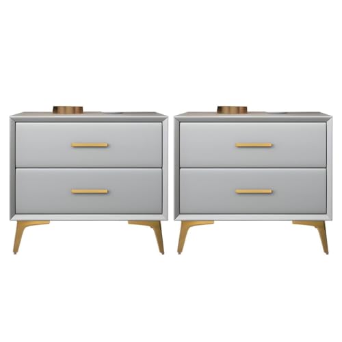 ZDFTGKM Zeitgenössische Nachttisch Kunstleder Bett Nachttisch mit 2 Schubladen Tisch Lagerung Schlafzimmer Massivholz Kleine Hellgrau Stücke Set 18" L x 16" B 19" H ZDFTGKM Zeitgenössische Nachttisch Kunstleder Bett Nachttisch mit 2 Schubladen Tisch Lagerung Schlafzimmer Massivholz Kleine Hellgrau Stücke Set 18" L x 16" B 19" H von ZDFTGKM