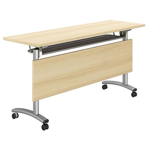ZDFTGKM Zusammenklappbarer Konferenztisch, Büro-Tische mit Rollen, bewegliche lange Tische, rechteckiger Seminar-Trainingsschreibtisch für die Schule (140 x 40 cm) von ZDFTGKM