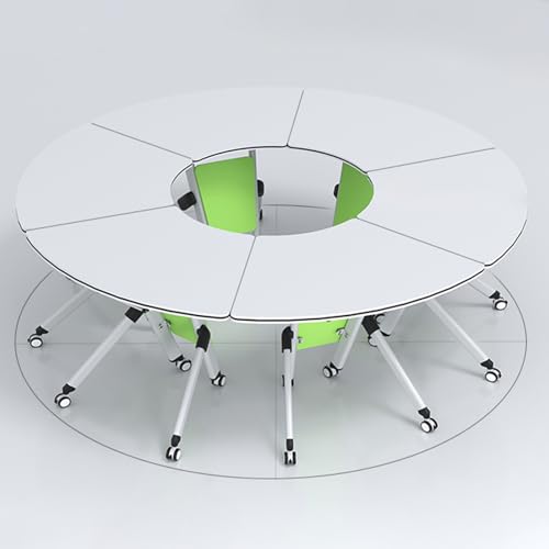 ZDFTGKM Zusammenklappbarer Konferenztisch, zusammenklappbar, mit 4 Rollen, teilbar, mobiles Training, Büro, Klassenzimmer, kommerzielle Ausbildung (180 x 180 cm) von ZDFTGKM