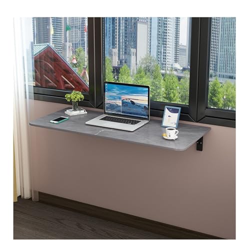 ZDFTGKM Zusammenklappbarer Wandtisch mit Blättern, für Zuhause, Büro, Computer, Schreibtisch, zusammenklappbar, schwebende Hängestange, Küche, Esstisch (grau, 120 x 50 cm) von ZDFTGKM