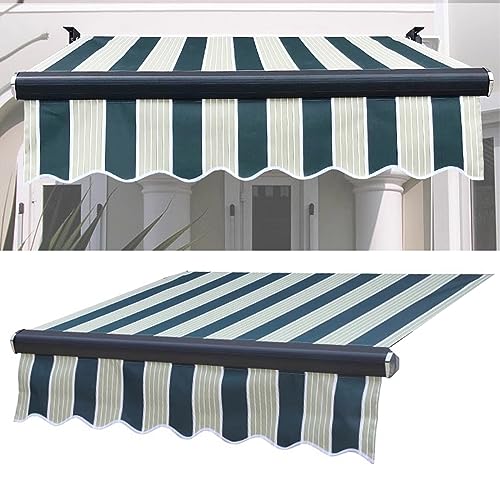 ZDHFFFUK Garten-Terrassen-Markise, einziehbare Markisenabdeckung, Sonnenschutz, Ersatzstoff, Wasserabweisende Polyester-Überdachung für Deck, Balkon, Geschäft, Rahmenlos (Größe: 6,6 x 5 Fuß, Farbe: S von ZDHFFFUK