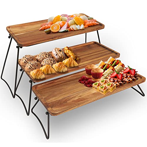 Dessertständer mit 3 Etagen, Cupcake-Ständer & Türme Serviertablett Set, Tragbarer Faltbarer Lebensmittel-Display-Ständer, gestufte Käse-Charcuterie-Bretter von ZDHTWMXL