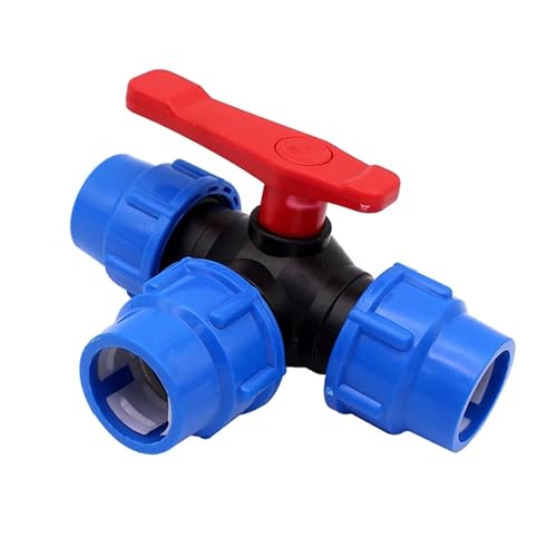 1/2 "3/4" 1 "1-1/4“ 1-1/2“ 2 "PE-Rohr-Schnellverbinder 3-Wege-Ventil T-Typ Kunststoff-Kugelhahn Wasserrohrverschraubung(1") von ZDKAIKCOA