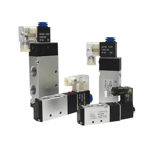 4V110-06 4V210-08 4V310-10 4V410-15 Electromagnetic 2 Position 5 Way Pneumatic Air Valves 1/4 DC12V DC24V Solenoid Valve 5/2(AC110V,4V110-06) von ZDKAIKCOA
