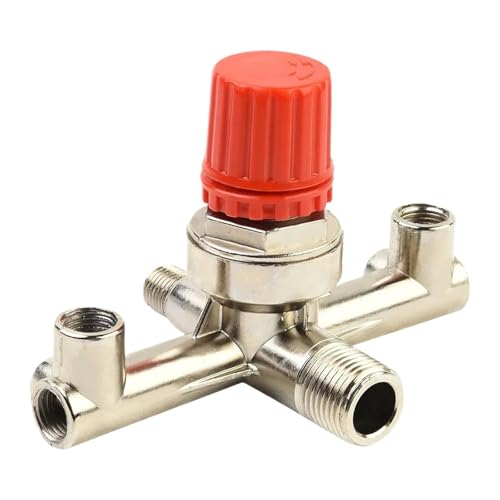 Doppel Outlet Rohr Legierung Luft Kompressor Schalter Druckregler Ventil Fitting Teil Zubehör Mit V-ring 3 Köpfe Einstellbar von ZDKAIKCOA