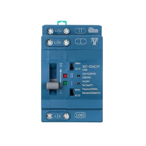 ZDKAIKCOA ME1-63AE/2P 63A 230VAC Dual Power Automatic Transfer Switch PC Type Switch DIN-Rail Mounting Blue Housing ZDKAIKCOA ME1-63AE/2P 63A 230VAC Dual Power Automatic Transfer Switch PC Type Switch DIN-Rail Mounting Blue Housing von ZDKAIKCOA