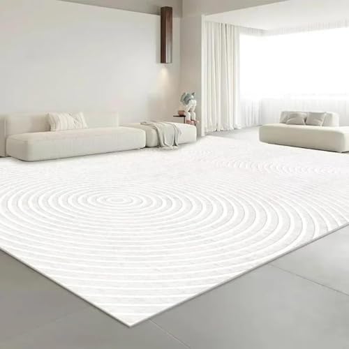 Moderner weißer minimalistischer Wohnzimmerteppich, Heller luxuriöser beigefarbener Schlafzimmer-Lounge-Teppich, waschbare Bodenmatte, 140 x 200 cm Moderner weißer minimalistischer Wohnzimmerteppich, Heller luxuriöser beigefarbener Schlafzimmer-Lounge-Teppich, waschbare Bodenmatte, 140 x 200 cm von ZDLLDZ