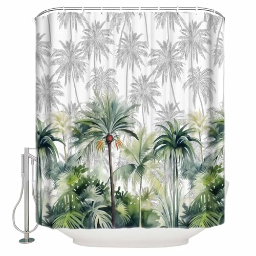 Sommerliche Tropische Palmen-Duschvorhänge, wasserdichte Badvorhänge, Heimdekoration, moderner Luxus-Duschvorhang für Badezimmer, 180 x 200 cm (71 x 79 Zoll) von ZDLLDZ