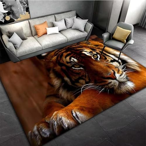 ZDLLDZ 3D-Druck Tigermuster Wohnzimmerteppich Sofatisch Großflächige Teppiche Kücheneingangstürmatte Küchenflurteppiche 50x140cm/20x55in von ZDLLDZ