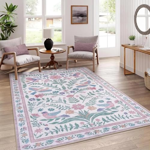ZDLLDZ Eleganter Boho-Teppich mit rosa Blumen und Vogel-Print, Dekoration für Wohnzimmer, Schlafzimmer, Nachttisch, weiche Teppiche, Küche, Esszimmer, Bodenmatte, 60 x 180 cm ZDLLDZ Eleganter Boho-Teppich mit rosa Blumen und Vogel-Print, Dekoration für Wohnzimmer, Schlafzimmer, Nachttisch, weiche Teppiche, Küche, Esszimmer, Bodenmatte, 60 x 180 cm von ZDLLDZ