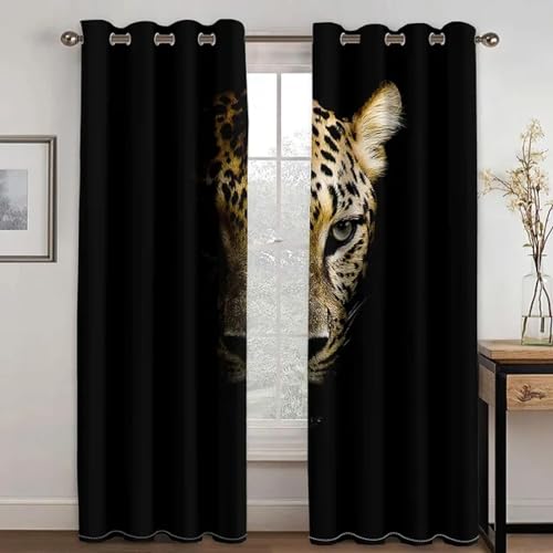 ZDLLDZ Leopardentier, Schwarze Jalousien, Fenstervorhänge, Lichter für Kinder, Wohnzimmer, Küche, Schlafzimmer, Badezimmer, Dekor, 145 x 145 cm (B x H) x 2 von ZDLLDZ